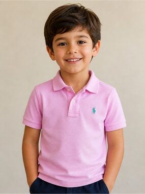 Polo by Ralph Lauren Pink Short-Sleeve Kids Polo with Mint Logo